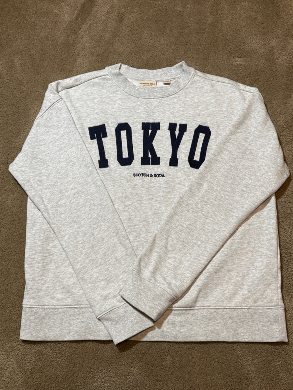Scotch & Soda Light Gray Crewneck with Navy 'TOKYO'